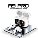 CPHUSA A9 Pro Noise Cancelling Bluetooth Earbuds, Wireless buds with 13 Functions, LED Display, Microphone, & USB Charging Compatible with iPhone & Android, Earphones for Music, Calls & Gaming - White