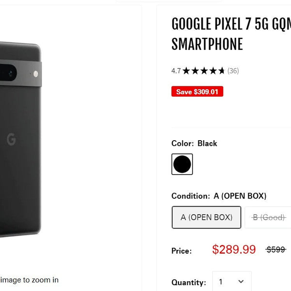 Google Pixel 7 5G GQML3 128GB Black AT&T Unlocked Smartphone A