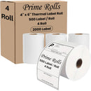 4×6 Direct Thermal Shipping Labels – 2000 Labels (500 per Roll, 4 Rolls) Water & Oil Resistant, Strong Adhesive, Compatible with Zebra & Rollo Printers (Not for DYMO)