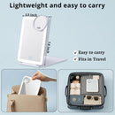 Rechargeable Travel Makeup Mirror with Lights, Portable Lighted Vanity Mirror with 10X Magnifying Mirror, 72 LED Lights, 1000mAh Battery, 3 Color Modes, Touch Dimmable Mirror for Desk & Travel
