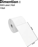 4×6 Direct Thermal Shipping Labels – 500 Labels (1 Roll) Water & Oil Resistant, Permanent Adhesive, Compatible with Zebra & Rollo Printers (Not for DYMO)