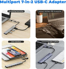 7-in-2 USB-C Hub Aluminum Multiport Adapter with USB-C Charging, USB 3.0 & 4 USB 2.0 Ports – Compatible with MacBook, iPad, Laptop & PC