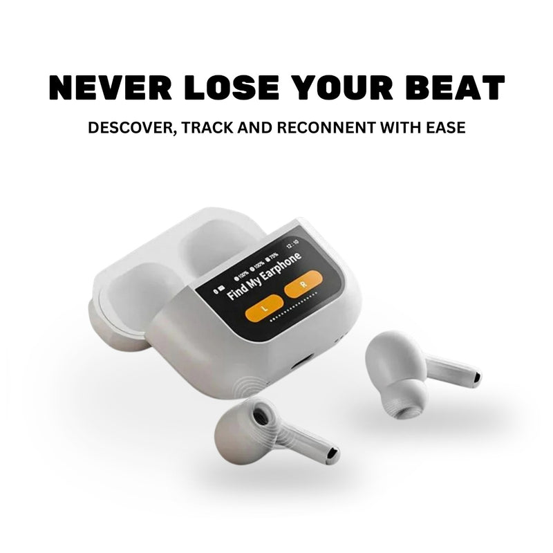 CPHUSA A9 Pro Noise Cancelling Bluetooth Earbuds, Wireless buds with 13 Functions, LED Display, Microphone, & USB Charging Compatible with iPhone & Android, Earphones for Music, Calls & Gaming - White
